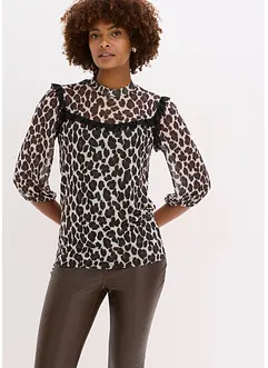 Maglia in mesh morbido con pizzo, bonprix