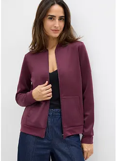 Felpa con zip in tessuto effetto neoprene, bonprix