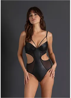 Body con perizoma ouvert effetto bagnato, bonprix