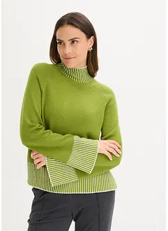 Maglione con collo dritto in misto cachemire, bonprix