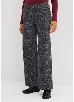 Pantaloni in twill leopardati wide leg, bonprix