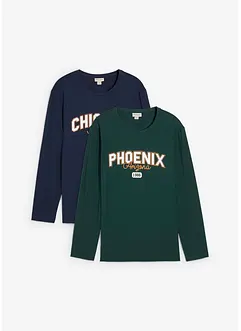 Maglia a maniche lunghe in puro cotone biologico (pacco da 2), bonprix