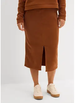 Gonna midi in felpa Polarfleece, bonprix