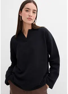 Felpa in cotone biologico con colletto polo in maglia, bonprix