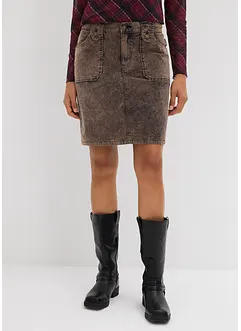 Gonna corta in velluto a coste con effetto lavato, bonprix