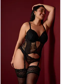 Corsetto con ferretto e perizoma con delicati ricami (set 2 pezzi), bonprix
