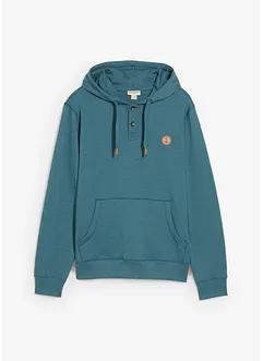 Felpa con cappuccio e dettagli in similpelle, garzata internamente, bonprix