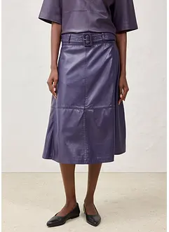 Gonna in nappa d'agnello con cintura (set 2 pezzi), bonprix