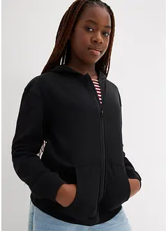 Felpa con zip e cappuccio in morbido misto cotone biologico, bonprix