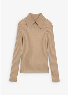 Maglione a coste in lana merino, bonprix