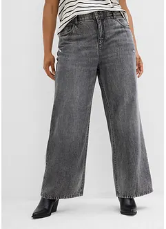 Jeans wide leg low stretch, vita media, bonprix