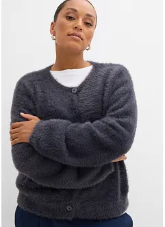 Cardigan in filato peloso di misto viscosa, bonprix