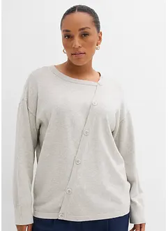 Maglione in filato fine con abbottonatura asimmetrica, bonprix