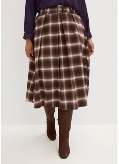 Gonna a pieghe a quadri e cintura (set 2 pezzi), bonprix