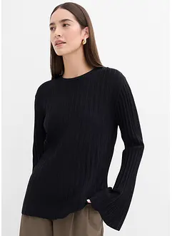 Maglione plissettato in filato fine di misto viscosa, bonprix