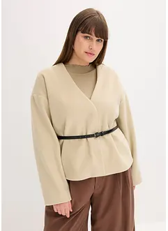 Blazer oversize effetto lana sfoderato, con cintura, bonprix