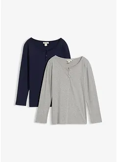 Maglia a maniche lunghe con cotone biologico (pacco da 2), bonprix