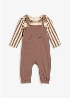 Salopette a costine con body in puro cotone biologico (set 2 pezzi), bonprix