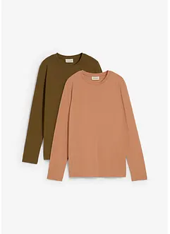 Maglia a maniche lunghe con puro cotone biologico (pacco da 2), bonprix