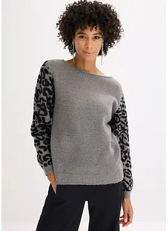 Maglione con maniche leopardate, bonprix