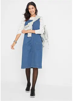 Abito salopette al ginocchio in jeans di cotone, bonprix
