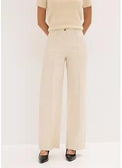 Pantaloni in twill con piega cucita e tasche a filetto, bonprix