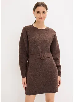 Miniabito in maglia con morbida lana e cintura, bonprix