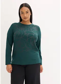 Maglia a maniche lunghe con rose stampate, bonprix