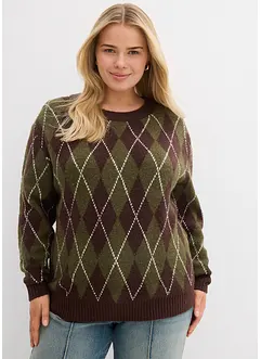 Maglione in filato fine a quadri, bonprix