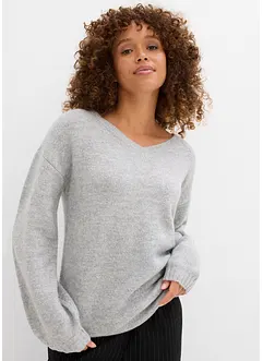 Maglione in filato fine morbido con maniche a palloncino, bonprix