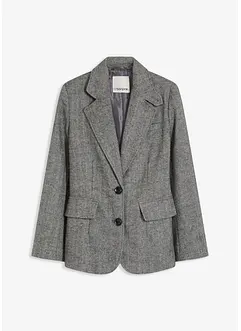 Blazer con motivo spigato in misto lana, bonprix