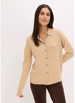 Cardigan effetto camicia in filato fine, bonprix