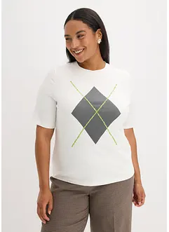 Maglia a mezze maniche con paillettes e stampa, bonprix