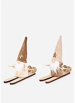 Statuetta decorativa gnomo sciatore (pacco da 2), bonprix