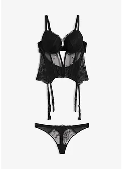 Corsetto con ferretto e perizoma con delicati ricami (set 2 pezzi), bonprix