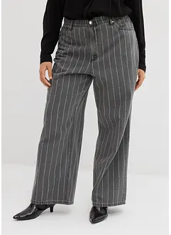 Jeans wide leg con effetti destroyed, vita alta, bonprix