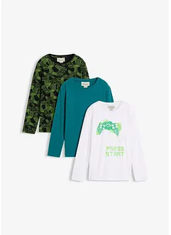 Maglia a maniche lunghe con cotone biologico morbido (pacco da 3), bonprix