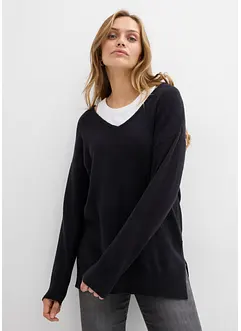 Maglione lungo oversize con spacchi ai lati, bonprix