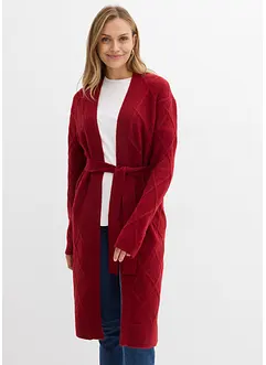 Maxi cardigan in maglia con motivo a rombi, bonprix