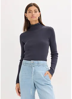 Maglione a coste in misto viscosa fluente, bonprix