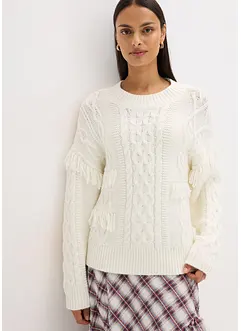 Maglione oversize con frange, bonprix