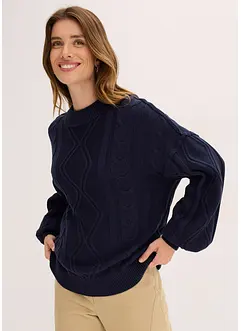 Maglione oversize con lavorazione a trecce, bonprix