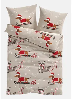 Biancheria da letto con bassotto natalizio, bonprix