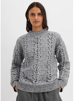 Maglione in  filato grosso a trecce, bonprix