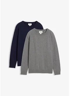 Maglione in filato fine di puro cotone (pacco da 2), bonprix