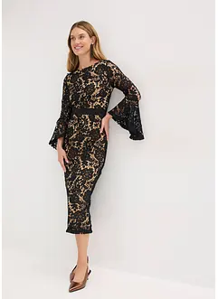 Abito in pizzo con inserto di satin, bonprix