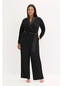 Tuta in crêpe strutturato con inserto di satin, bonprix