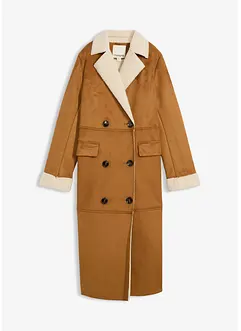 Cappotto in simil pelle con calda fodera in teddy, bonprix