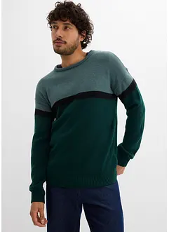Maglione pratico a girocollo con motivo color block, bonprix