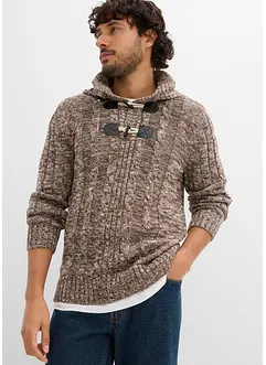 Maglione in filato grosso con cappuccio e cotone, bonprix
